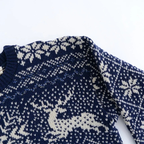 Vintage Environmental  Clothing Co Made USA 85% Wool Navy/ Cream Winter Design L - Picture 9 of 12